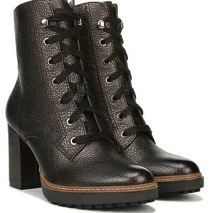Naturalizer Callie Lug Sole Bronze Metallic Leather Heel Lace-up Boots Size 11M